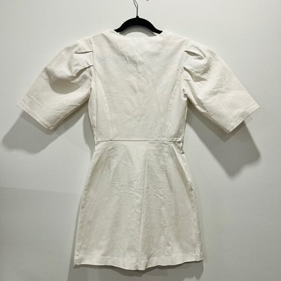 Anthropologie Pixie Market Noah Ecru White Cream Big Button Cotton Mini Dress XS - Picture 12 of 12